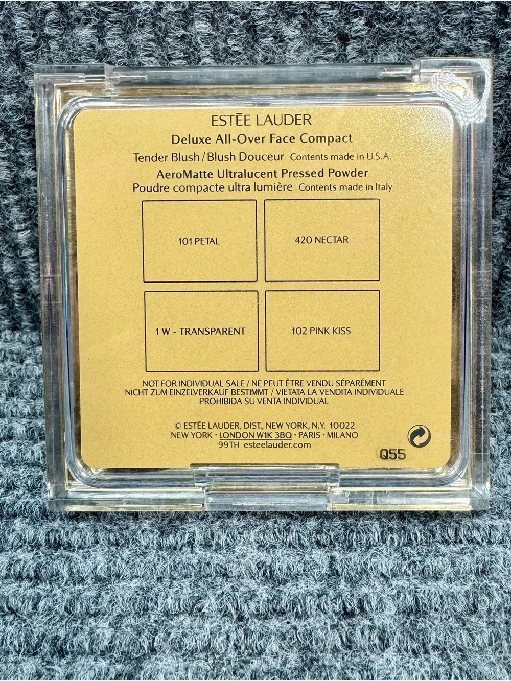 Estee Lauder Deluxe All-Over Face Compact PETAL NECTAR PINK KISS TRANSPARENT